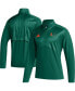 Men's Green Miami Hurricanes Sideline AEROREADY Raglan Sleeve Quarter-Zip Jacket