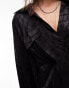 Topshop self check satin shirt in black