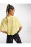 Air Baskılı Kısa Kollu Fileli Kısa Sarı Kadın T-shirt