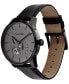 ფოტო #1 პროდუქტის Men's Automatic Timeless Black Leather Strap Watch 42mm