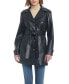 ფოტო #1 პროდუქტის Women's Faux Leather Single-Breasted Fitted Trench Coat