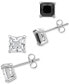 Фото #1 товара 2-Pc. Set Men's Black & White Cubic Zirconia Square Stud Earrings in Stainless Steel