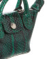 Фото #3 товара Longchamp Le Pliage Cuir Exotiq Xxs Snake-Embossed Leather Pouch Women's Green