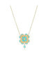 Фото #1 товара Blue Enamel Gold Single Clover Necklace 14K Gold