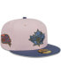 ფოტო #1 პროდუქტის Men's Pink, Blue Toronto Blue Jays Olive Undervisor 59FIFTY Fitted Hat