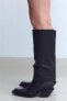 LEATHER COWBOY HEEL ANKLE BOOTS