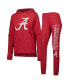 Women's Crimson Distressed Alabama Crimson Tide Long Sleeve Hoodie T-shirt and Pants Sleep Set
