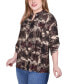 ფოტო #3 პროდუქტის Plus Size 3/4 Roll Tab Sleeve Y-Neck Top