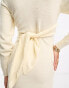 Фото #6 товара Vila knitted wrap midi dress in cream