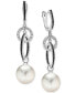 ფოტო #1 პროდუქტის Cultured Freshwater Pearl (11mm), Black Spinel (1 ct. t.w) & White Zircon (1/2 ct. t.w.) Interlocking Drop Earrings in Sterling Silver