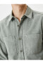 Фото #5 товара Yıkamalı Gömlek Uzun Kollu Klasik Yaka Cep Detaylı