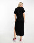 Фото #8 товара COLLUSION slinky maxi t-shirt dress in black