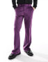 ASOS DESIGN skinny tuxedo suit trouser in purple velvet lila, W30 L32 - фото #1