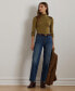 ფოტო #4 პროდუქტის Women's Faux-Leather-Trim Ribbed Turtleneck