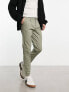 ASOS DESIGN cigarette chinos with pleats in light green