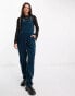 DTT Ivy cord wide leg dungarees with pockets in blue