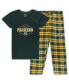 ფოტო #1 პროდუქტის Women's Green, Gold Green Bay Packers Plus Size Badge T-shirt and Pants Sleep Set