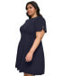 Фото #3 товара Plus Size Button-Trim Fit & Flare Dress