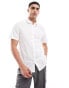 ASOS DESIGN regular smart linen shirt with penny collar in white Белый, S - Chest 38 - фото #1