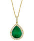 EFFY® Limited Edition Emerald (4-1/4 ct. t.w.) & Diamond (1/3 ct. t.w.) Pear Halo 18" Pendant in 14k Gold