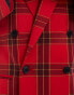 ASOS DESIGN slim double breasted low break blazer in red tartan Красный, Chest 44 Regular - фото #5