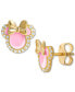 ფოტო #1 პროდუქტის Cubic Zirconia & Pink Enamel Minnie Mouse Stud Earrings in 18k Gold-Plated Sterling Silver