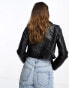 Фото #3 товара Stradivarius faux leather biker jacket in black