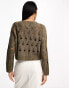 Stradivarius destroyed open knit jumper in taupe