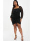Plus Size Mesh Long Sleeve Ruched Dress