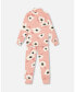 Big Girls Two Piece Thermal Underwear Set Pink Printed Off White Flowers