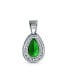 Classic Bridal Jewelry Pear Shape Solitaire Teardrop Halo AAA 15CT CZ Simulated Emerald Green Pendant Necklace Prom Bridesmaid Wedding Rhodium Plated