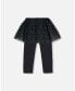 ფოტო #3 პროდუქტის Big Girls Leggings With Tulle Skirt Black