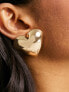 ASOS DESIGN stud earrings with oversized puff heart in gold tone