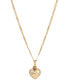 14k Gold-Plated Small Puffed Heart Floral Pattern Necklace