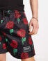 Versace Jeans Couture roses shorts in black