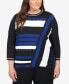Фото #1 товара Plus Size Downtown Vibe Spliced Colorblock 3/4 Sleeve Sweater