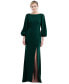 ფოტო #1 პროდუქტის Womens Bishop Sleeve Open-Back Trumpet Gown with Scarf Tie