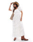 Фото #1 товара Miss Selfridge textured asym hem tiered maxi dress in white