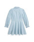 Toddler and Little Girls Ruffled Cotton Chambray Dress