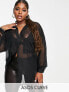 ASOS DESIGN Curve oversized mesh shirt in black - BLACK