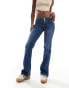 Фото #1 товара Bershka low rise triple waistband bootcut jeans in dark blue wash