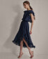 ფოტო #3 პროდუქტის Women's Ruffled Gauze Smocked-Waist Tulip-Hem Dress