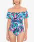 Фото #2 товара Swim Solutions 297819 Off-The-Shoulder Tummy-Control One-Piece Swimsuit, 12