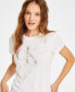 ფოტო #3 პროდუქტის Women's Metallic-Monogrammed Graphic T-Shirt