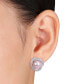 ფოტო #2 პროდუქტის Pink Cultured Freshwater Pearl (10-1/2mm) & Cubic Zirconia Love Knot Stud Earrings in Sterling Silver