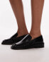 Topshop Premium Clover leather loafers with ruched detail in black Черный, 37 - фото #1