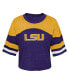 Big Girls Purple Distressed LSU Tigers Sunday Friday Sleeve Stripe Jersey T-shirt