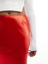 Фото #9 товара ASOS DESIGN high shine bias midi skirt in red