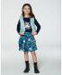 ფოტო #2 პროდუქტის Big Girls Printed Flare Viscose Skirt Turquoise Printed Fairy Unicorn