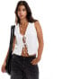 Фото #1 товара ASOS DESIGN textured longline tie front waistcoat in white